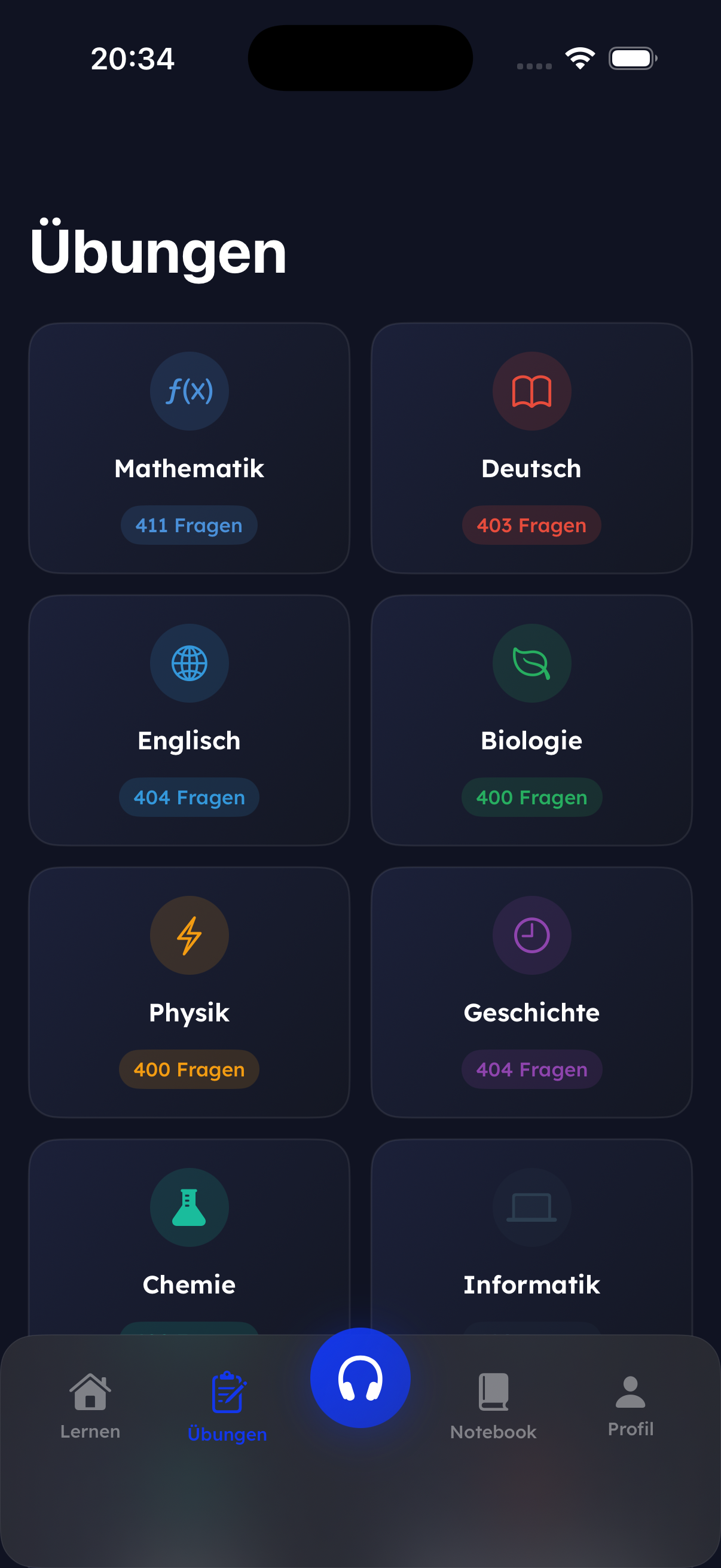 18 Fächer